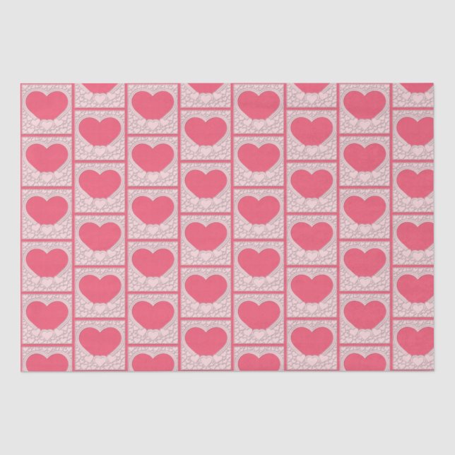 Papier Mousseline Élégant Heureuse Sainte-Valentin de coeur rose élé (Recto)