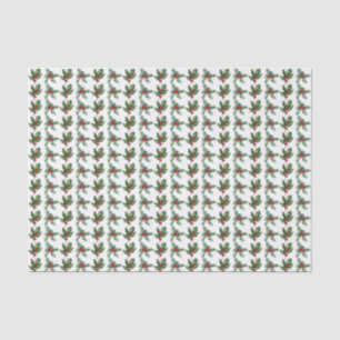 Papier Mousseline Elegant Holly Berries Motif Noël