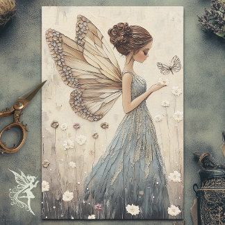 Papier Mousseline Elégant Imaginaire de mosaïque de fées et papillon