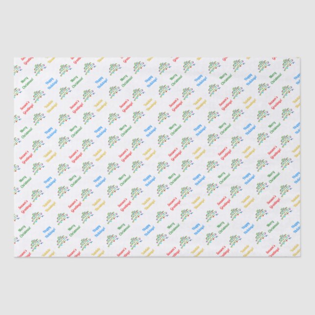 Papier Mousseline Elégant "Joyeux Noël" & Arbre de Noël customisé (Recto)