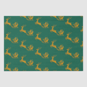Papier Mousseline Elégant Joyeux Noël Gold père Noël Deer xmas patte