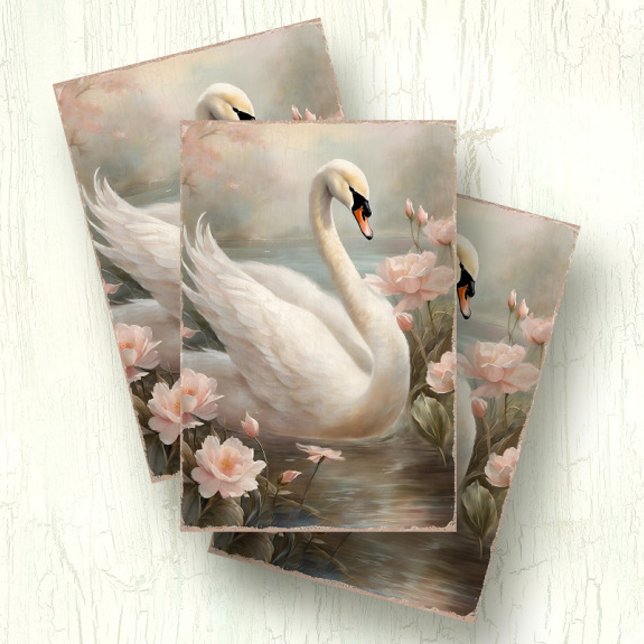 Papier Mousseline Elégant lac de cygne Floral avec Lys d'eau rose (Créateur téléchargé)