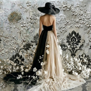 Papier Mousseline Elegant Lady in Black and White – Decoupage Paper