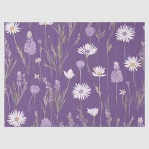 Papier Mousseline Élégant Lavendar Blanc Boho Fleur sauvage Floral
