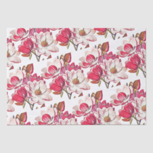 Papier Mousseline Élégant Magnolia rose Vintage blanc