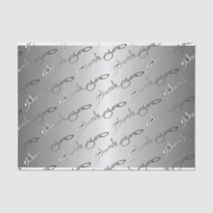 Papier Mousseline Elégant Merci de couleur argent écrit à la main