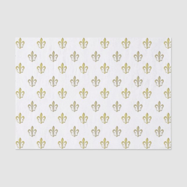 Papier Mousseline Elégant métal or Fleurs de lys Tissu Papier (Recto)
