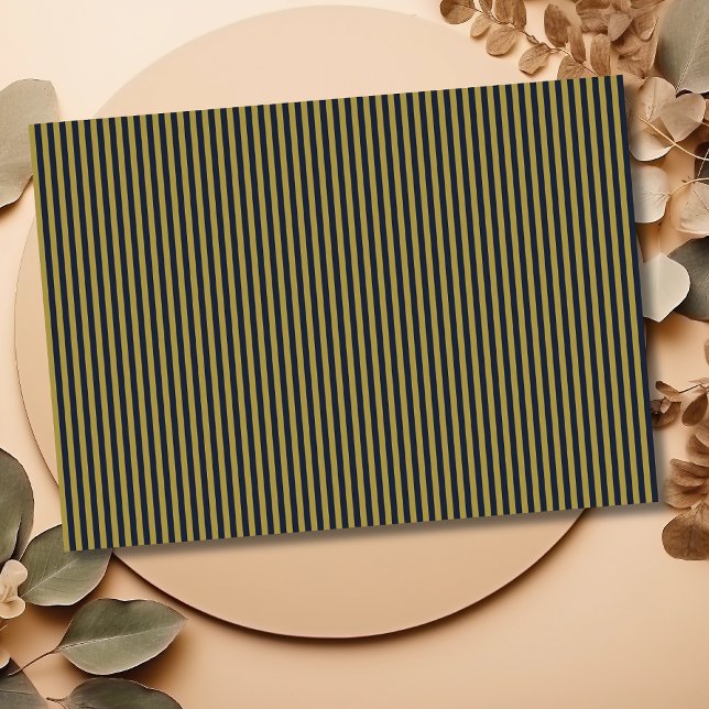 Papier Mousseline Elégant mince or et bleu marine Bleu bandes vertic (Créateur téléchargé)