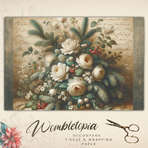 Papier Mousseline Élégant modèle antique d'hiver découpage florale d