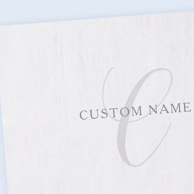 Papier Mousseline Élégant Monogramme moderne | Gris et blanc (modifi (Créateur téléchargé)