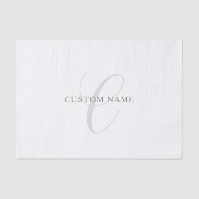 Papier Mousseline Élégant Monogramme moderne | Gris et blanc (modifi (Recto)