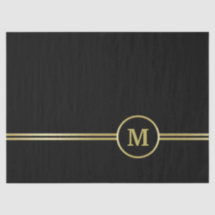 Papier Mousseline Élégant Monogramme or sur noir
