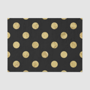 Papier Mousseline Elégant Motif à points Polka Gold Foil - Or et noi