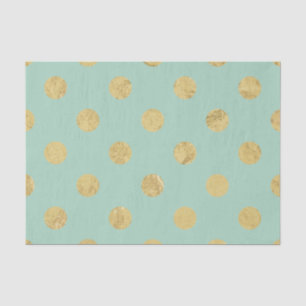 Papier Mousseline Elégant Motif à points Polka Gold Foil - Or Turquo