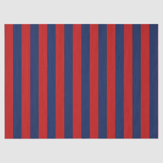 Papier Mousseline Élégant Motif Bleu et Rouge rayé (Recto)