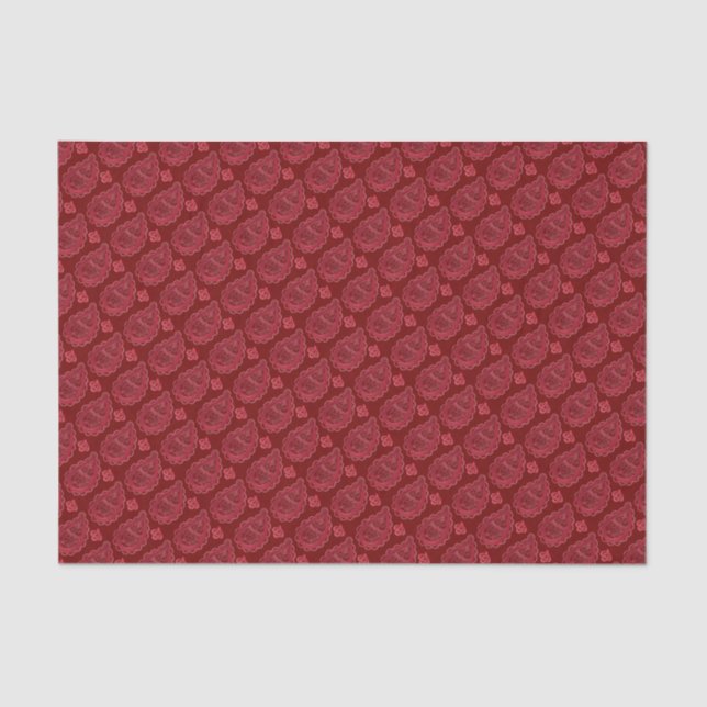 Papier Mousseline Élégant Motif Burgundy Paisley (Recto)
