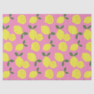 Papier Mousseline Élégant Motif de citron rose et jaune