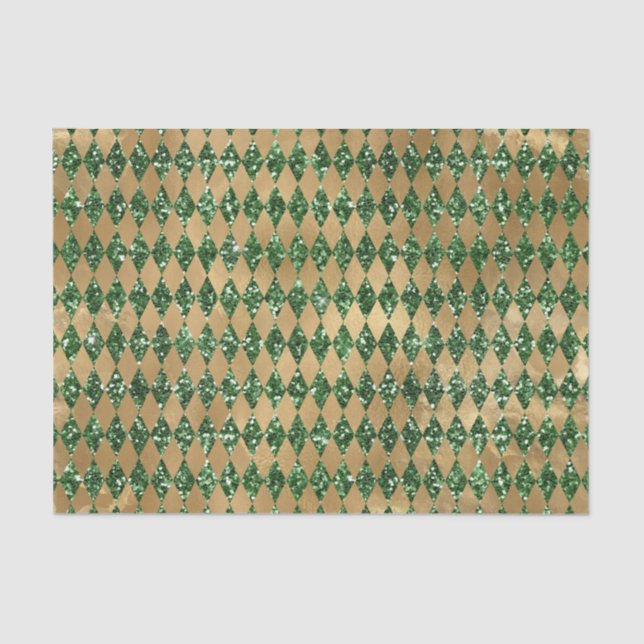 Papier Mousseline Élégant Motif de diamant d'or vert (Recto)