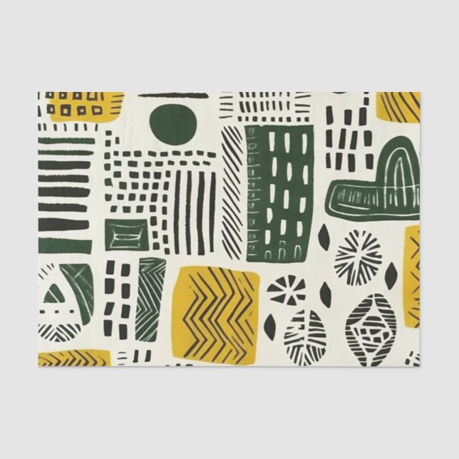 Papier Mousseline Élégant Motif ethnique africain avec détails vibra (Recto)
