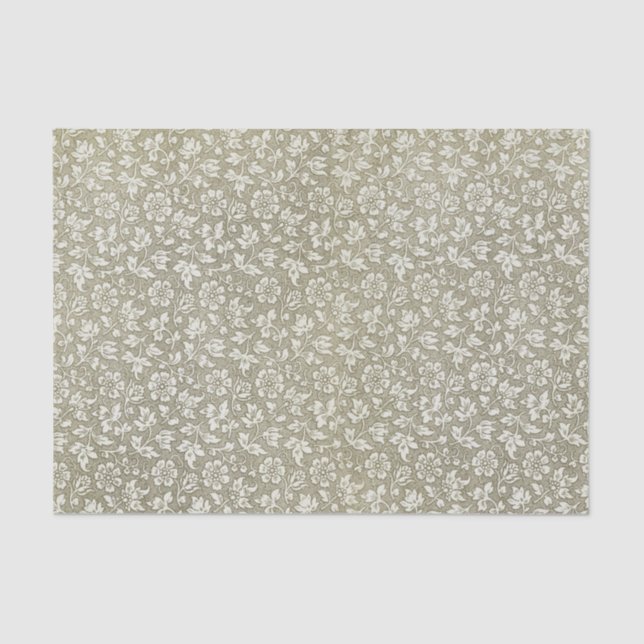Papier Mousseline Élégant motif floral beige Vintage (Recto)