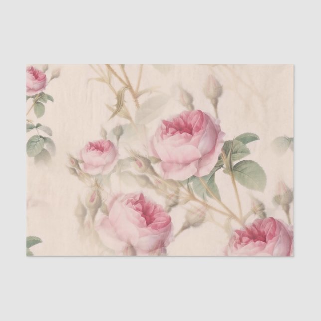 Papier Mousseline Élégant motif floral des roses roses roses (Recto)