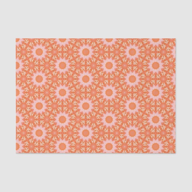 Papier Mousseline Élégant Motif géométrique moderne orange et rose (Recto)