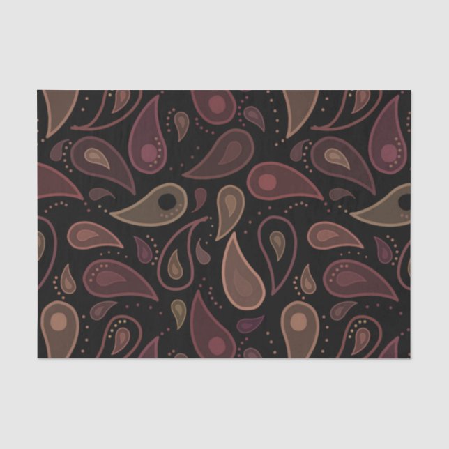 Papier Mousseline Élégant Motif moderne sombre Paisley (Recto)