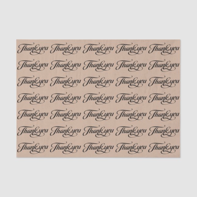 Papier Mousseline Élégant Motif noir et Merci bronzé (Recto)