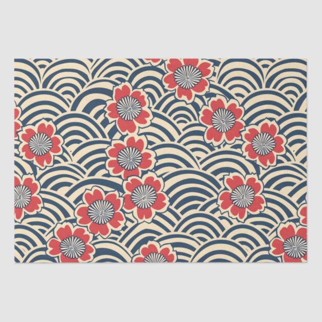 Papier Mousseline Élégant Motif sans couture en fleur de cerisier (8 (Recto)