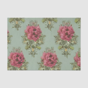 Papier Mousseline Élégant Motif victorien de Rose rouge