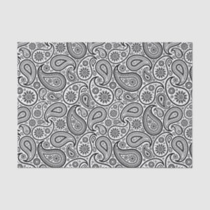 Papier Mousseline Élégant noir Vintage Paisley Arrière - plan blanc