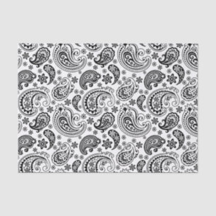 Papier Mousseline Elégant noir Vintage Paisley blanc Arrière - plan