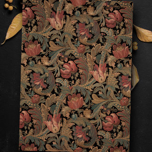 Papier Mousseline Élégant orné victorien noir floral