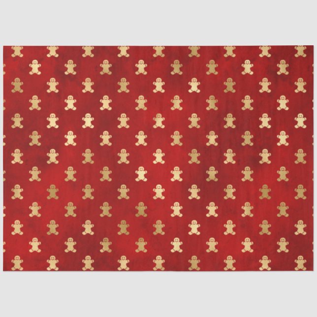 Papier Mousseline Élégant pain d'épice rouge or Noël (Recto)
