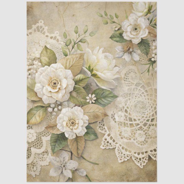 Papier Mousseline Élégant papier de fond floral blanc (Recto)