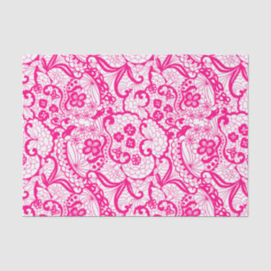Papier Mousseline Élégant papier de papier Motif de dentelle rose ch