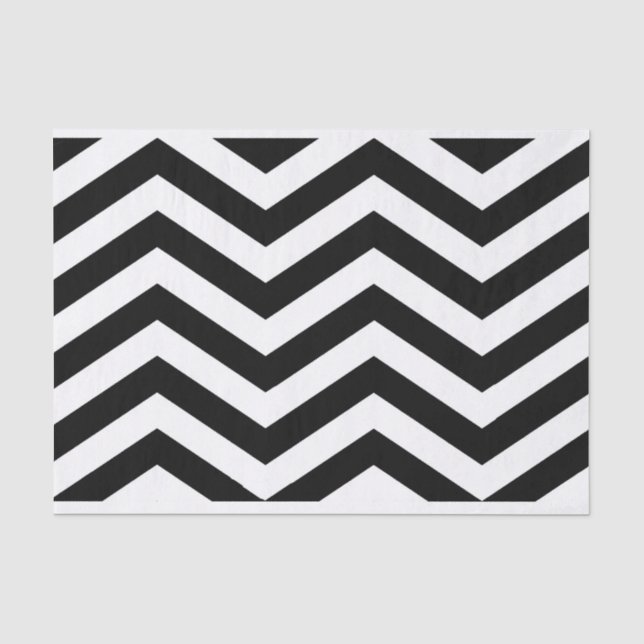 Papier Mousseline Élégant papier de tissus Chevron blanc noir (Recto)