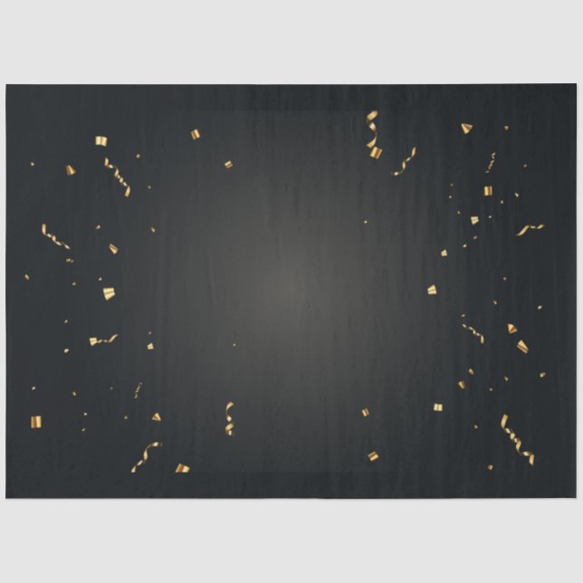 Papier Mousseline Élégant papier de tissus noir Confetti Gold (Recto)