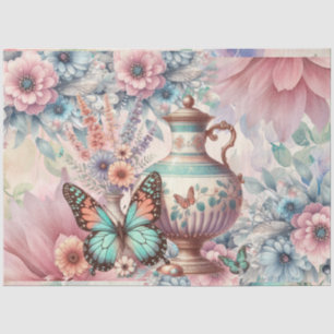 Papier Mousseline Élégant Pastel Aquarelle Papillons Découpage