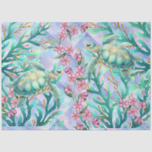 Papier Mousseline Elégant Pastel Aquarelle Tortues de mer Découpage