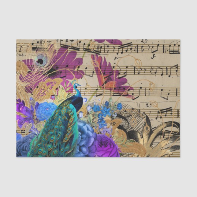 Papier Mousseline Elégant Peacock (Recto)