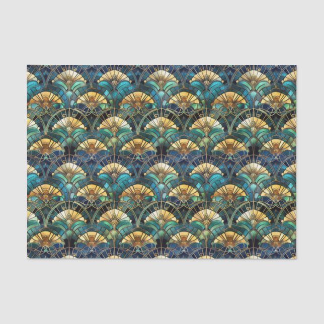 Papier Mousseline Élégant Peacock Couleur Vitrail Découpage (Recto)