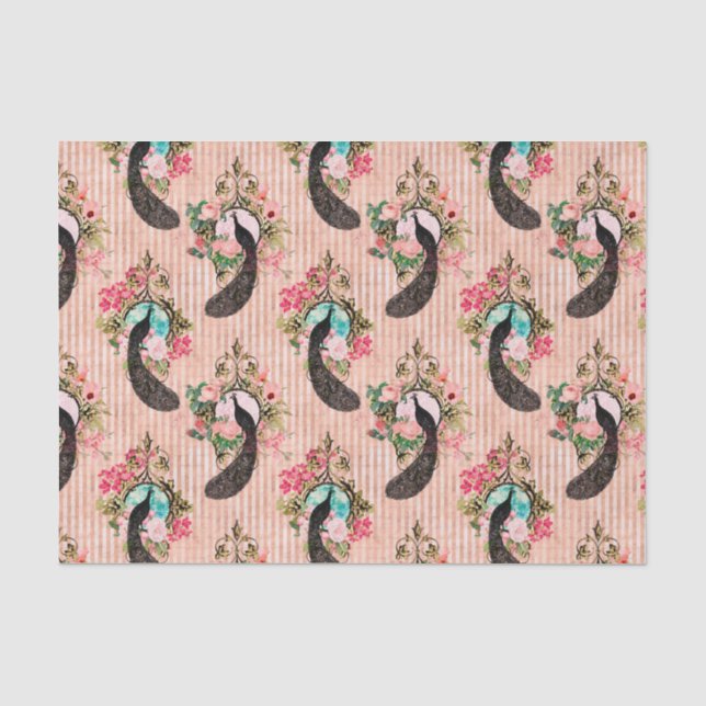 Papier Mousseline Elégant Peacock Rose (Recto)