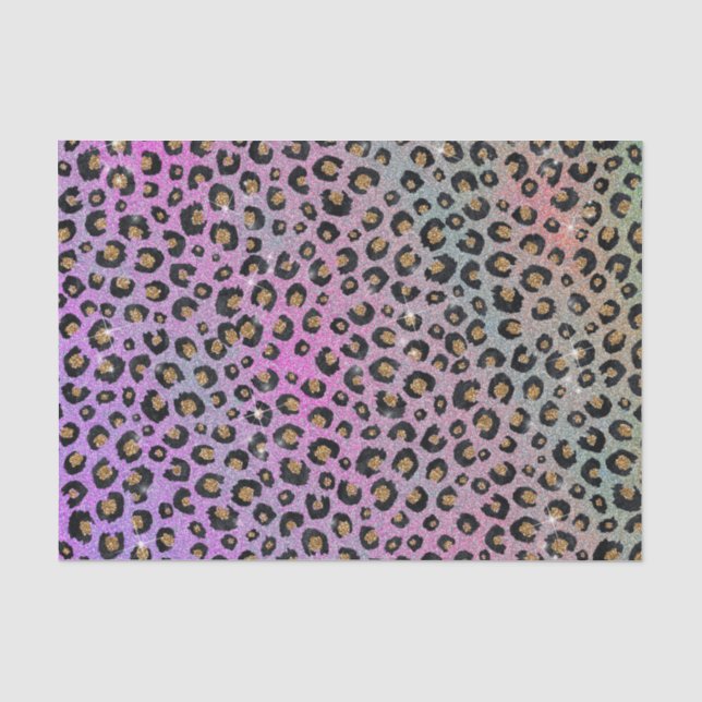 Papier Mousseline Elegant Pink Blue Gold Glitter Black Leopard (Recto)