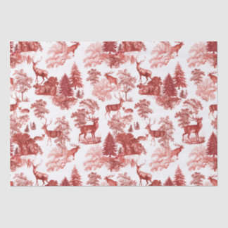 Papier Mousseline Elégant Red Deer en toile Vintage dans le bois