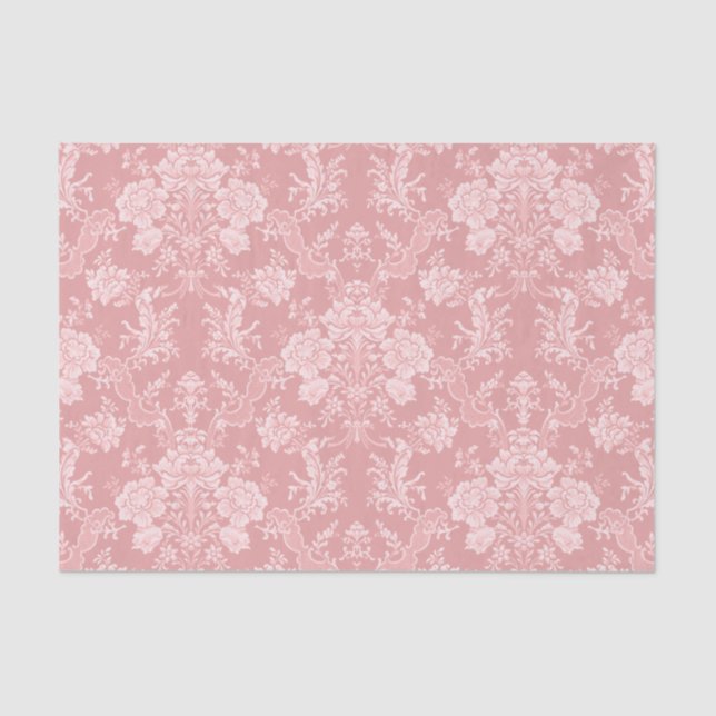 Papier Mousseline Élégant Romantique Chic Floral Damask-Pastel rose (Recto)