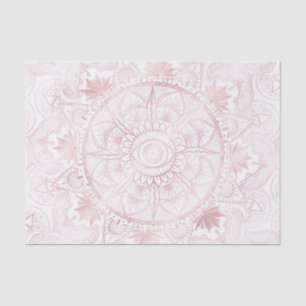 Papier Mousseline Elégant Rose Blanc Or Oeil Soleil Lune Mandala