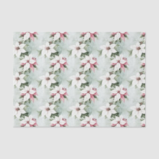 Papier Mousseline Élégant rose blanche Poinsettias Noël