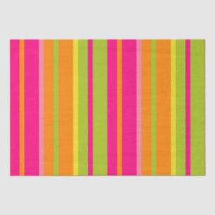 Papier Mousseline Élégant rose chaud, vert citron et rayures orange