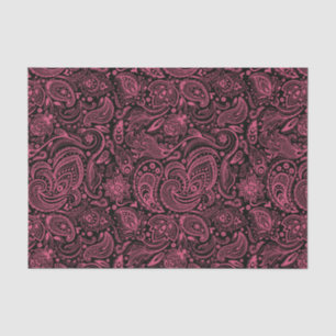 Papier Mousseline Élégant rose floral Paisley Arrière - plan noir